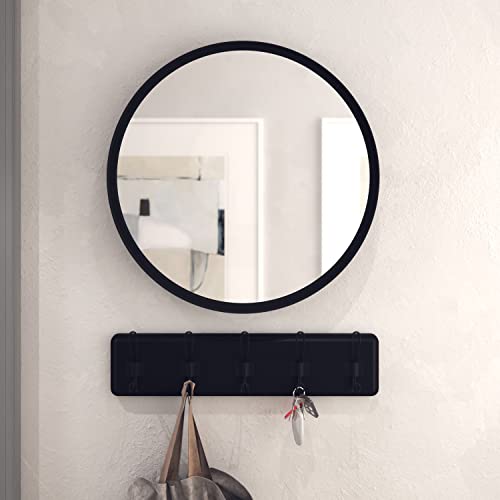 HBCY Creations Black Round Wall Mirror - 24 Inch Large Rustic Accent Mirror for Bathroom, Entry, Dining Room & Living Room - Metal Mirror - color: Black