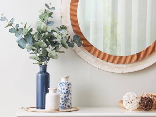 ooit Ceramic Vintage Vases Set of 3, Blue and White Flower Decorative Vase Chinoiserie Decor Rustic Farmhouse Retro Floral Vases for Table Bookshelf Mantel Kitchen Living Room Office - color: 007 Vintage - Blue