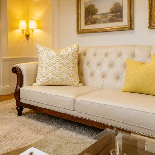 Slow Cow Embroidery Decorative Throw Pillow Cover for Couch Sofa Geometric Accent Pillow Cover Cushion Cover 18 x 18 Inches Yellow - color: Yellow Ice Cream, size: 18" x 18" (Pack of 1)