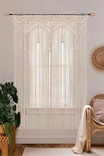 Boho Curtains for Bedroom Macrame for Windows Living Room Boho Decor Large Macrame Wall Hanging Beaded Curtain for Doorway Closet Curtains Wedding Backdrop, 1 Panel 52''W x 72''L