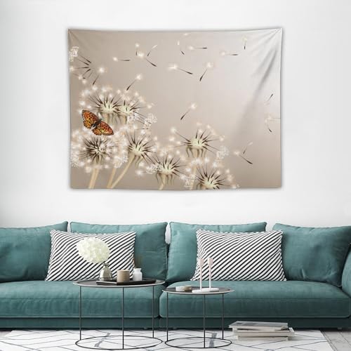 Kurtect Nature Tapestry,Floral Dandelion Flying Butterfly Flower Plant Theme Print Tapestries for Living Room Party Beach Picnic Blankets Tablecloths Wall Decor, 30x40 in - color: Flower-6, size: 40"L x 30"W