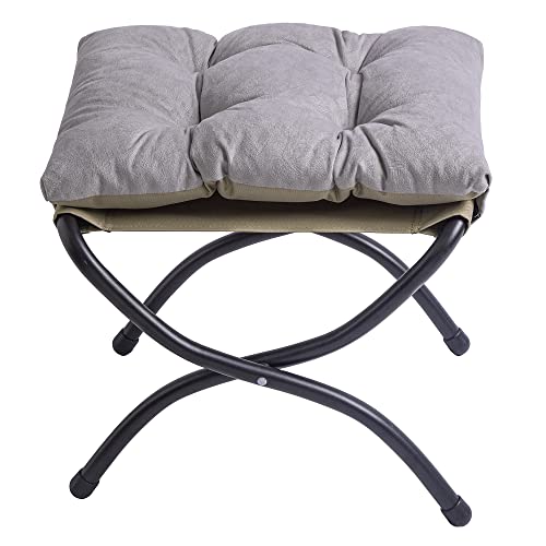Foldable Upholstered Footstool, Space-Saving Washable Cushion, 18.5"x14.8"x15", 150lb, Indoor/Outdoor - Living Room/Bedroom/Patio Light Grey - color: Light Grey