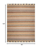 SAFAVIEH Area Rug 8x10 - Montauk Collection - Large - Brown & Multi, Handmade Cotton, Boho Stripe Fringe Design, Ideal for Living Room, Bedroom, Office, Dining Space (MTK901H) - color: Brown/Multi, size: 8' x 10' (Rectangular)