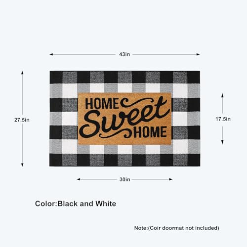 KIMODE Front Door Mat Buffalo Plaid Outdoor Rug 27.5"x43" Black and White Checkered Rug Farmhouse Front Porch Rug Outdoor Srping Decor Cotton Woven Washable Layered Door Mats - color: Black/White, size: 2'4" x 3'7" (Rectangular)