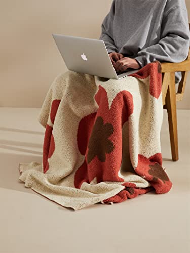 Floral Throw Blanket Big Flower Pattern Soft Cozy Warm Fuzzy Fluffy Microfiber Feather for Couch Bed Sofa Baby Pets Home Decor All Season (Chen Red, 47''x59'') - color: Chen Red