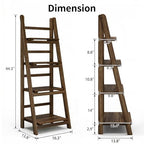 Ladder Shelves - Folding Wooden Ladder Bookshelf, 4-Tier Retro Plant Stand Storage Shelves for Home Living Room, Brown - color: Dark Brown