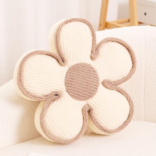 Kcvvcr Flower Pillow, Soft Flower Shaped Floor Cushion, Decorative Throw Pillow, Cute Seating Cushion, Plush Pillows for Sofa Couch Bed, PP Cotton Fill, 17.7 Inch, Ivory - color: Ivory, size: 17.7 Inch