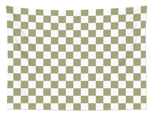 HVEST Green Tapestry Sage Green Checkered Grid Pattern Tapestries Wall Hanging Vintage Minimalist Wall Art Tapestry for Bedroom Living Room Dorm Decor, 60L x 80W Inches - color: Sage Green, size: 60"L x 80"W