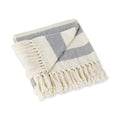 DII Rustic Farmhouse Cotton Cabana Striped Blanket Throw with Fringe, 50 x 60 - Cabana Striped Off-White with French Blue - color: Off-white With French Blue