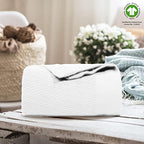 THREAD SPREAD 100% Pure Cotton, Luxury Twin/Twin XL Size White Blanket - Herringbone Pattern, Soft & Cozy Premium Fall Throw Blanket for All Seasons, 350 GSM & 68 x 92 with Free Tote Bag - color: Herringbone - White, size: Twin / Twin XL