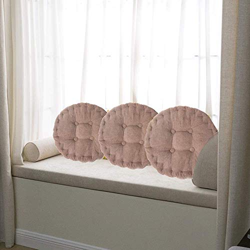 Brown Floor Pillow, Soft Round Seat Cushion (15" Dia.x 3.6'' H), Thicked Corduroy Chair Pad with EPE Foam, Indoor/Outdoor Floor Cushion, Tatami Seat Pad, Fits Dining Chairs, Office, Home, Dorm