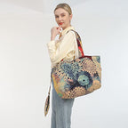 OPQRSTU Women Hippie Tote Hand Bag Large Capacity Bohemian Bag Portable Tourist Shoulder Bags - color: Khaki