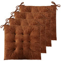 ELFJOY 4 Pack Chair Cushions for Dining Chairs Chair Pads Cushion for Kitchen Office Tufted Square Seat Cushion with Ties (16" Coffee Velvet) - color: Coffee Velvet