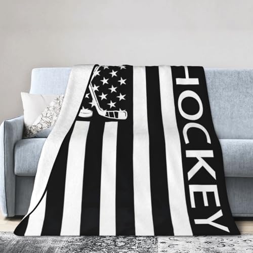 Hockey Blanket Gifts for Women Kids, American Flag Flannel Blankets, Warm Cozy Soft Throw for Bedroom, Camping, Couch, Decor 40x50 in - color: Hockey, size: 40"x50"