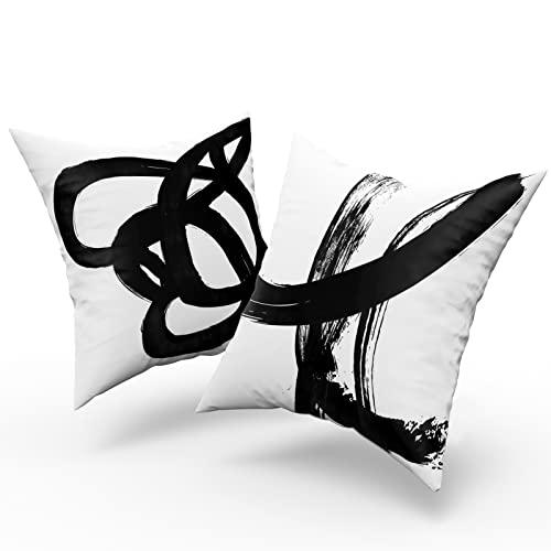 Black and White Pillows for Couch Abstract Throw Pillow Covers 20x20 Modern Striped Cushion Covers for Living Room Sofa Bedroom Decorative Pillows Cases Set of 4 - color: Blackwhite, size: 20" x 20" (Pack of 4)