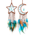 MEXIDAWN 2 Pack DIY Feather Dream Catcher Kits Turquoise Wall Hanging Boho Decor Handmade Dream Catcher for Adults - style: Star*1 & Moon*1