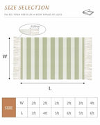 Sage Green Stripes Kitchen Runner Rug 2'x4', Washable Woven Cotton Area Rug with Tassels Bathroom Hallway Rug, Farmhouse White Simple Vertical Striped Entryway Bedroom Rug Non Slip Throw Rug Carpet - color: Sage Green, size: 2 x 4 ft