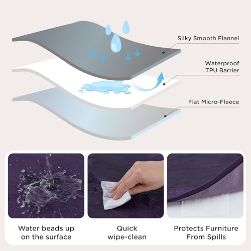 Bedsure Waterproof Blanket for Bed Twin Size 60"x80"- Soft Flannel Fleece Couch Cover Throw Blanket for Large Dogs Pet Leakproof Protector for for Camping, Travel, Eggplant - color: Eggplant, size: Twin(60x80")