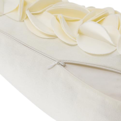 KINGROSE 3D Flower Throw Pillow Cover Decorative Cushion Cover Soft Pillow Case for Sofa Couch Bedroom Home Decor 12 x 20 Inches Cream - color: Cream - Velvet