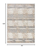 Rugshop Distressed Geometric Indoor/Outdoor Beige Area Rug Modern Tribal Stripe, Durable Stain Resistant Perfect for Patio, Backyard, Deck and Outdoor Lounge 6'6" x 9' - size: 6'7" x 9' (Rectangular)
