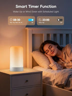 RGBICWW Smart Table Lamp, Touch Bedside Lamp with App Control, LED Desk Lamp with Music Sync, 30+ Scenes & 16M Colors, Color Changing Lamp for Bedroom Living Room Gaming Dimmable Night Light, White - color: White