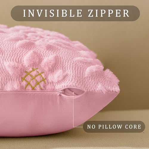 DFXSZ Spring Summer Pillow Covers 18x18 inch Set of 2 Farmhouse Decor Yellow Flower Heart Daisy Soft Plush Faux Fur Jacquard Throw Pillows for Bedroom Sofa Holiday Spring Summer Home Decor PTK024AP18 - color: Pink Daisy, size: 18" x 18" (Pack of 2)