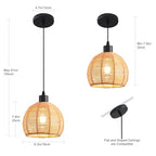 Woven Pendant Light Boho Chandelier, Rattan Pendant Lights Kitchen Island, Farmhouse Pendant Lighting with Hand Woven Wicker Shade, Boho Chandelier Light Fixtures Ceiling Hanging Light - color: 7.87" Rattan 2 Pack