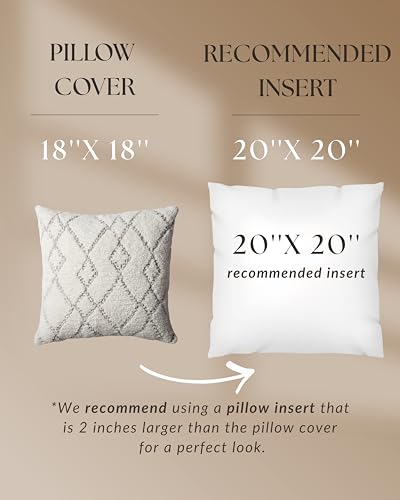 Woven Jacquard Throw Pillow Cover, Pack of 1 Geometric Pattern Textured Decorative Cushion Covers for Sofas, Couches, Fade Resistant Pillow for Sofa & Couch, ASOS, White, 18x18 Inch - color: White - Savoy