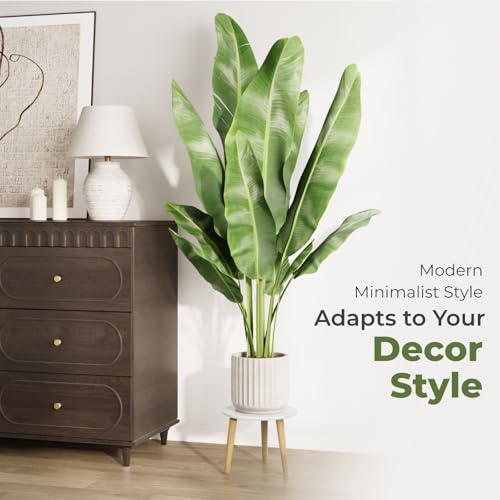 Leaf&lull Plant Stand Indoor Small Plant Table for Large Plants Wood Plant Stool Tall Plant Holder for Living Room Bedroom Balcony White - color: white short