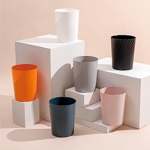UUJOLY Plastic Small Trash Can Wastebasket, Garbage Container Basket for Bathrooms, Laundry Room, Kitchens, Offices, Kids Rooms, Dorms, 1.8 Gallon, Dark Grey, 3 Pack - color: Dark Grey, size: 1.8 Gallon/3 Pack