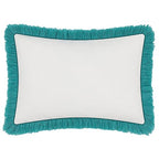 JWH Blue Green Peacock Throw Pillow Cover Flower Print Pillow Case Decorative Chenille Flowers Cushion Tassel Pillowcase for Bed Living Room Chair 14x20 Inch