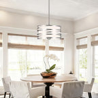 ACNKTZ 12.6'' Brushed Nickel Drum Chandelier, 3-Lights Hanging Dining Room Light Fixtures Over Table, Simple Round Pendant Lighting for Kitchen Island Hallway Bedroom Foyer Bathroom Office - color: Brushed Nickel, size: 12.6"/3-Light
