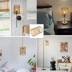 2 pack Small Lampshades for Table Lamp Shade Floor Lamp Shade,woven rattan boho Bamboo Lampshades,5.5"x5.5"x7.9" - color: White/beige