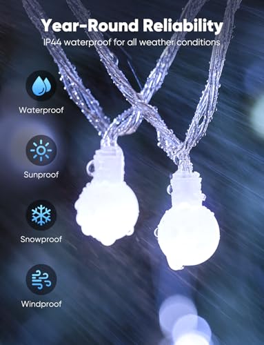 Minetom 33 Feet 100 Led Globe Ball String Lights, Fairy String Lights Plug in with Remote, Waterproof Globe String Lights for Indoor Outdoor Party Wedding Christmas Tree Garden Decoration, Pure White - color: Pure White, size: 100LED