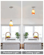 karyfine Art Glass Mini Pendant Lights Kitchen Island Marble Glass Pendant Light Shade with Brushed Nickel Finish Ceiling Hanging Lights for Kitchen Over Sink,Dining/Living Room Red Marble-1Pack - color: Red marble -1Pack