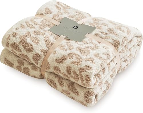 MH MYLUNE HOME Ultra Soft Leopard Throw Blanket (50x60 inches) Khaki Microfiber Blankets Plush Warm Reversible Cheetah Blanket Leopard Pattern Throw for Couch Bed Sofa, Khaki, 50"x60", 410GSM - color: Leopard Khaki, size: 50"x60" - 410 GSM