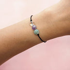 BOHO GARDEN Healing Bead Bracelets - Spiritual Crystal Beaded Bracelet - Made of 3 Real & Natural Gemstones, Adjustable 3-9.7” Black Rope - Gem Stones Jewelry for Men, Women, Teens (13+) - 8mm Bead - color: EmotionalHealing