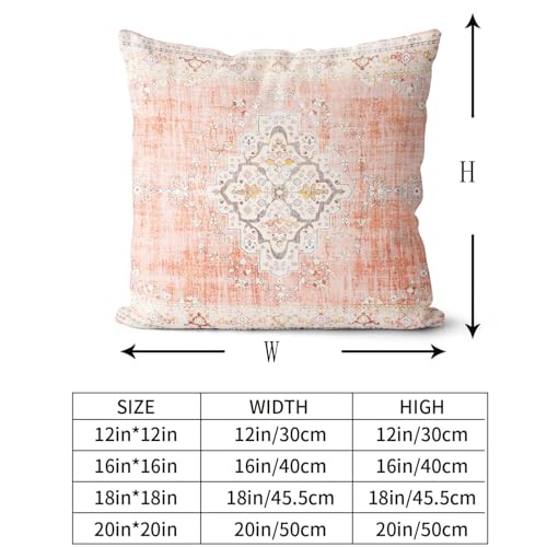 Snycler Boho Throw Pillow Covers 16x16 inch Set of 2 Bohemian Carpet Throw Pillows for Couch Light-Pink Decorative Pillow Cases Farmhouse Home Decor for Sofa Porch Patio Bed Room Outdoor - color: Light-pink, size: 16" x 16" (Pack of 2)