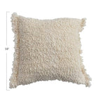 Creative Co-Op, Cream Indoor/Outdoor Woven Fabric Tufted Pillow with Fringe, Color, 20” L x 20” H