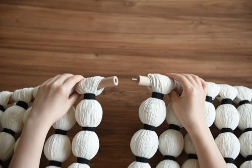 IOWER Macrame Wall Hanging 27" W x 31" L Boho Wall Decor Sphericity Cotton Textile Wall Hanging Art Fiber Yarn Art Handmade Detachable Assembly - color: Beige Medium