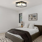 Flush Mount Ceiling Light, 12.6” Close to Ceiling Light Fixtures with Globe Glass Shade, 4-Light Black Ceiling Light Fixture for Bedroom Kitchen Hallway Living Room Dining Room Entryway - color: 4 Light Black