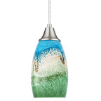 karyfine Mini Glass Pendant Lights,Blown Art Glass Pendant Hanging Light Fixtures Kitchen Island Pendant Lamp Shade with Brushed Nickel Finish for Bar Counter,Hallway,Dining Room Multi color-1P - color: Multi color-1Pack