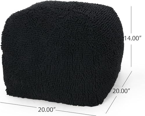 Foamma Pouf Ottoman 20" 20"x14", Charcoal - Square Ottoman Foot Rest for Living Room and Bedroom, Spongy Pouf Footstool with Microfiber Chenille Cover, Foot Rest for Couch with Removable Cover - color: Charcoal