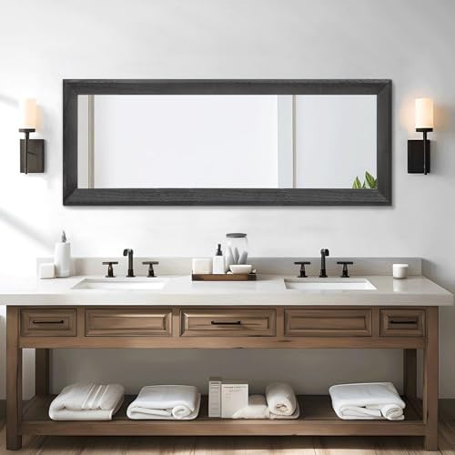 AAZZKANG Full Length Mirror with Wood Framed Modern Large Wall Mirrors 47"x16" Rectangle for Bedroom Living Room Bathroom Dressing Room Entryway Black - color: Black, size: 47"L x 16"W