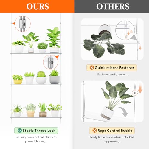 Lifewit 2-Tier Window Plant Shelves 15", Acrylic Adjustable Hanging Floating Shelf, Window Sill Extender for Succulent Plants, Micro Greens, Seed Starter Pots, Herb Planters 38 x 15 cm/15x6 - size: 2-Tier