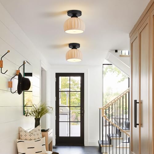 2 Pack Ceramic Semi Flush Mount Ceiling Light,Vintage Black Hallway Light Fixtures, White Globe Ceiling Lights,Mid Century Small Chandelier Light Fixture for Cottage Entryway Laundry Room Kitchen - color: Frosted Ceramic-Black