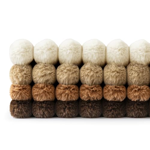 MIULEE Faux Fur Plush Decorative Throw Pillow Covers 20x20 Set of 4, Boho Farmhouse Soft Fuzzy Striped Cushion Covers for Sofa Couch Bed Living Room Vintage Rustic Home Decor,Brown - color: Brown, size: 20" x 20" (Pack of 4)