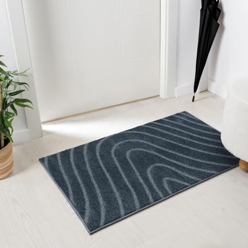 LUXE WEAVERS Modern Geometric Wave Blue 2x3 Area Rug - color: Blue, size: 2' x 3' (Rectangular)