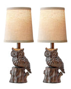 G-SAFAVA 14.25" Small Table Lamp for Living Room Farmhouse Bedside Resin Single Lamp with Brown Owl Lamp Shape for Bedroom Retro Rustic Nightstand Lamp - color: ‏‏‎ ‎‏‏‎ ‎Brown
