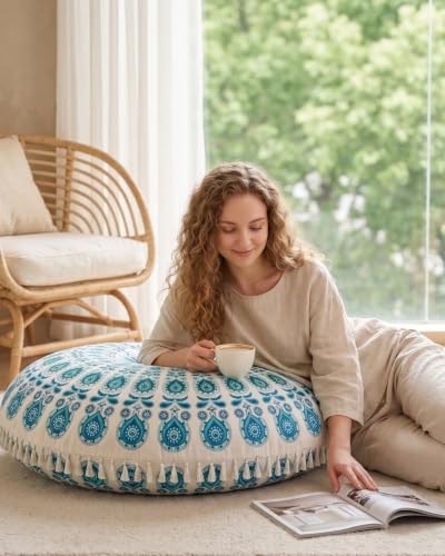 Hihealer Meditation Cushion, Large Velvet Floor Pillow for Yoga, Meditation & Mindfulness, Supportive Memory Foam Bolster (Green) - color: Green
